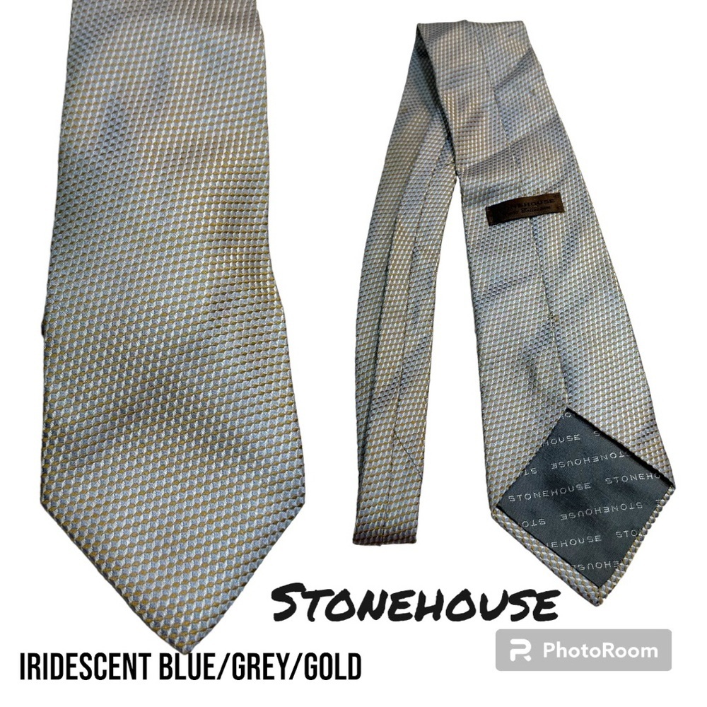 Storehouse iridescent tie in blue/grey/gold see video for effect!